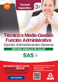 Portada del libro Técnico/a Medio-Gestión Función Administrativa del SAS Opción Administración General. Temario Específico Volumen III