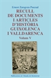 Portada del libro Recull de documents i articles d'història guixolenca i valldarenca, Vol. 5